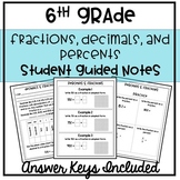 6th Grade Fractions, Decimals & Percents Guided Notes