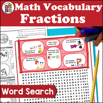 Preview of 6th Grade Fractions I Vocabulary Word Search