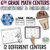 6th Grade Fractions and Decimals Math Centers and Choice Boards