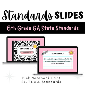 Preview of 6th Grade GA ELA Standards Cow Notebook