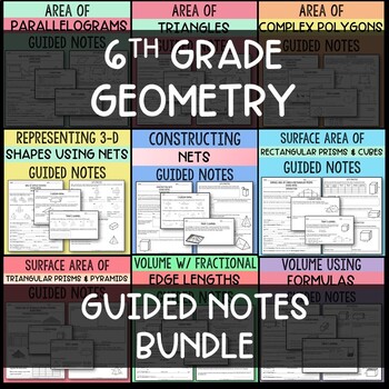 Preview of 6th Grade Geometry Guided Notes Bundle + BONUS