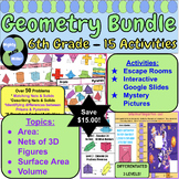 6th Grade Geometry Digital Bundle - Area, Surface Area, Volume