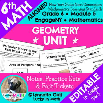 Preview of 6th Grade Geometry Math Module 5 Unit Notes, Practice, Exit Ticket