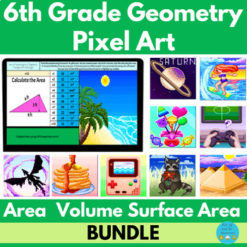 Preview of 6th Grade Geometry Pixel Art BUNDLE