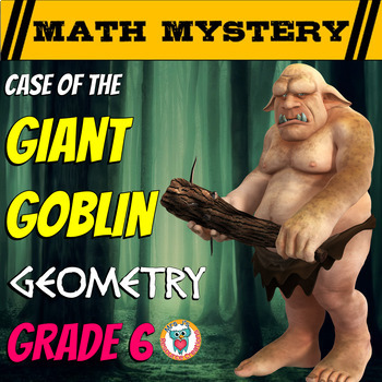 Preview of 6th Grade Geometry Review Math Mystery Game: Area, Volume +