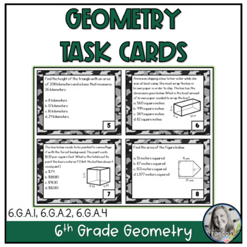 Preview of 6th Grade Geometry Task Cards - Boot Camp