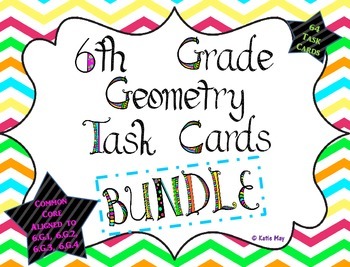 Preview of 6th Grade Geometry Task Cards Bundle ~CCSS 6.G.1, 6.G.2, 6.G.3, 6.G.4