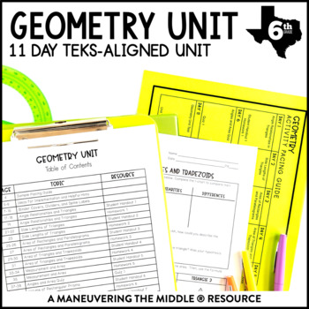 Preview of 6th Grade Geometry Unit | TEKS Geometry Guided Math Notes