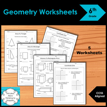Preview of 6th Grade Geometry Worksheet Practice Set