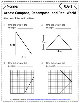 6th grade geometry worksheets math activities by educational emporium
