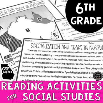 Preview of 6th Grade Georgia Social Studies Reading Activities BUNDLE (GSE Aligned)