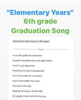 Preview of 6th Grade Graduation Song - Elementary Years