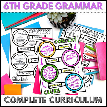 Preview of 6th Grade Grammar Curriculum - Daily Grammar Practice, Worksheets, Doodle Notes