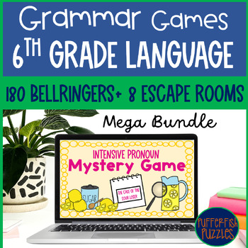Preview of 6th Grade ELA Daily Grammar Activities and Digital Grammar Breakout Escape Rooms