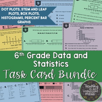 Preview of 6th Grade Graphs, Data, and Statistics Task Cards