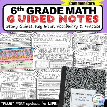 Preview of 6th Grade Guided Notes Math Bundle - Interactive Math Notebook: end of year