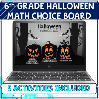 Preview of 6th Grade Halloween Math Self-Checking Activity Choice Board