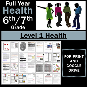 Preview of 6th Grade Health Lessons: LEVEL 1 FULL SEMESTER HEALTH PROGRAM