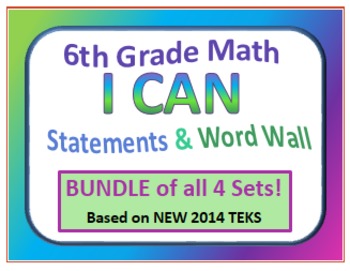 Preview of 6th Grade I CAN and Word Wall Texas BUNDLE