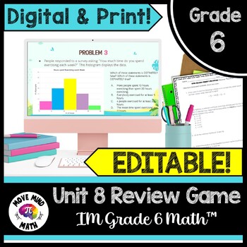 Preview of IM Grade 6 Math™ Unit 8 Review Game | Data Sets & Distribution Build A Buddy