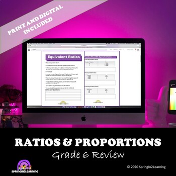 Preview of Ratios & Proportions Review | Grade 6 | Digital Version Included