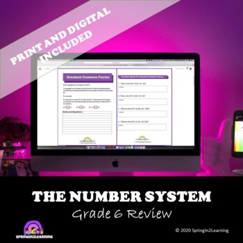 Preview of The Number System Review | Grades 6 | Digital Version Included