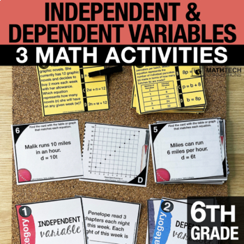 Preview of 6th Grade Independent and Dependent Variables | 6th Grade Math Task Cards 