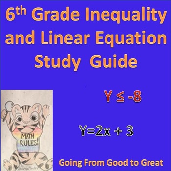 Preview of 6th Grade Inequality and Linear Equation Study Guide