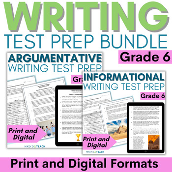 Preview of 6th Grade Informational & Argument Essay Writing - Test Prep Practice Prompts