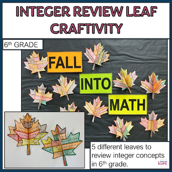 Preview of 6th Grade Integer Review Activity, Fall Leaf Craftivity