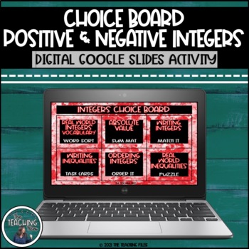 Preview of 6th Grade Integers Digital Math Choice Board