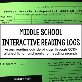 Preview of Middle School Interactive Reading Log {Common Core Aligned}