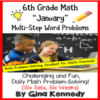 Preview of 6th Grade January Daily Problem Solving: Math Challenge Problems (Multi-Step)