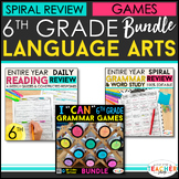6th Grade Language Arts BUNDLE | Spiral Review, Games & Qu