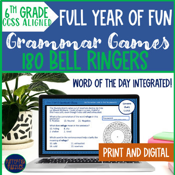 Preview of 6th Grade Daily Grammar Practice - 180 Fun ELA Bell Ringers & Word of the Day