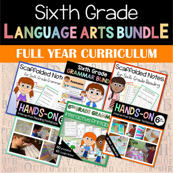 Preview of 6th Grade Language Arts Full Year Curriculum Bundle | More 50% OFF