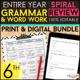 6th Grade Language (Grammar) Spiral Review & Quizzes | DIG