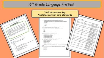 Preview of 6th Grade Language PreTest - A