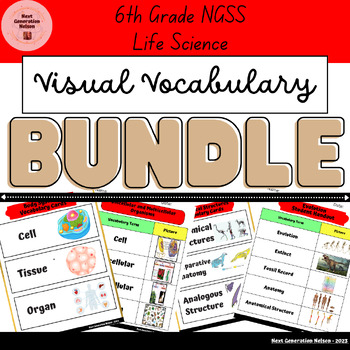 Preview of 6th Grade Life Science Visual Vocabulary BUNDLE (ESL MS-LS)