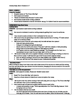 Preview of 6th Grade Lucy Calkins Literary Essay Writing Unit Bend 1 'Cheat Sheets'