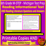 6th Grade M-Step Test Prep Reading Print & SELF-GRADING GO