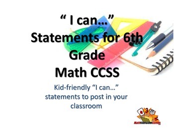 Preview of 6th Grade MATH CCSS "I Can" Statements {Editable PowerPoint Included}