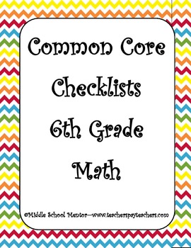 Preview of 6th Grade MATH CORE Curriculum Checklists with Strategies, Examples and More