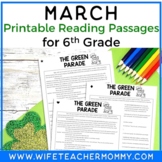 6th Grade March Reading Passages Printable Version
