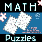 6th Grade Math 1 Step Equations: Puzzles