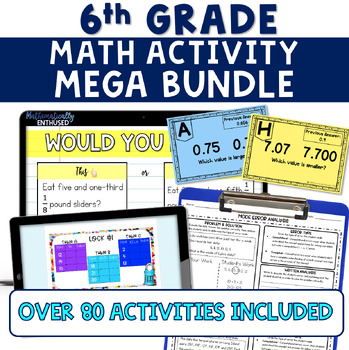 Preview of Math Activity Mega Bungle Engaging 6th Grade Math Activities