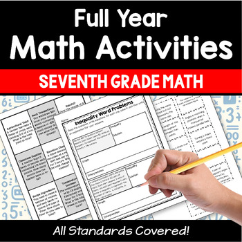 Preview of 7th Grade Math Activity Bundle with Guided Notes ALL STANDARDS INCLUDED 30% off