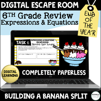 Preview of 6th Grade Math Activity Digital Escape Room - Expressions and Equations