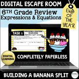 6th Grade Math Activity Digital Escape Room - Expressions 