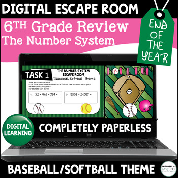 Preview of 6th Grade Math Activity Digital Escape Room - The Number System